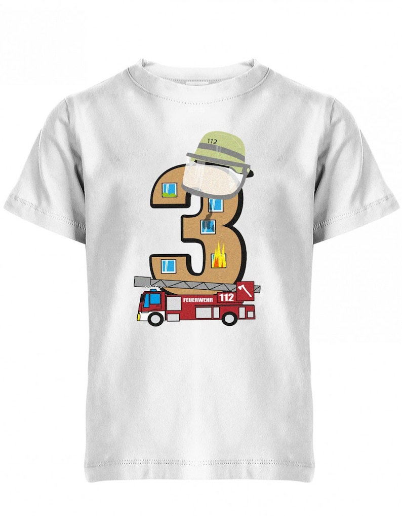 Drei 3 Feuerwehr Geburtstag Kinder T-Shirt White