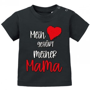 Mein Herz gehört meiner Mama Baby T-Shirt Noir