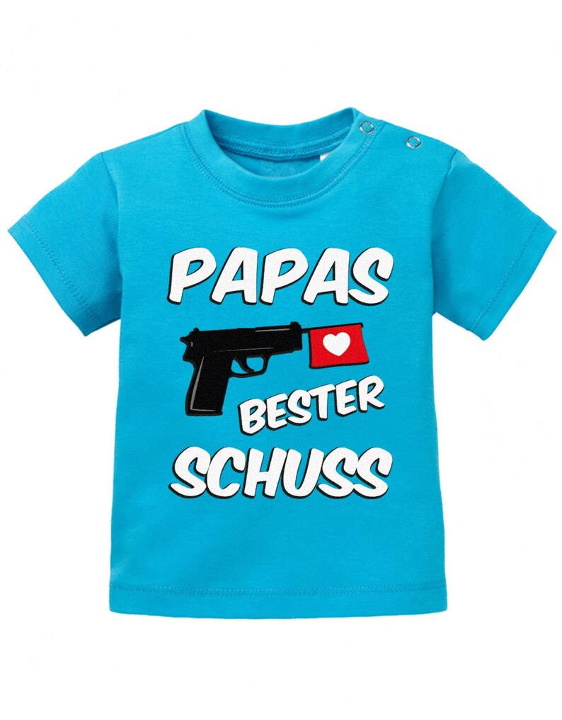 Papas bester Schuss Baby Sprüche Shirt Blau