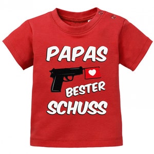 Papas bester Schuss Baby Sprüche Shirt Rot