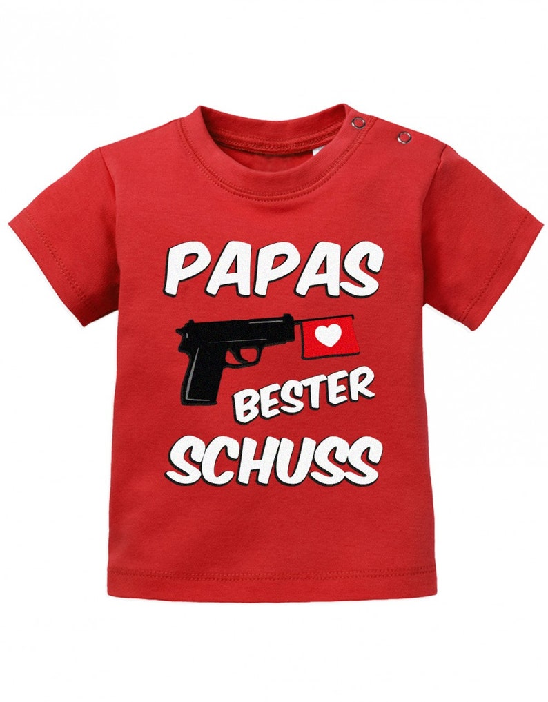 Papas bester Schuss Baby Sprüche Shirt Rot