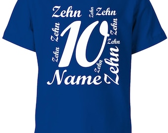 T-Shirt 10 Geburtstag Ganz viele Zehnen personalisierbar mit Name für Jungen und Mädchen