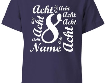 T-Shirt 8 Geburtstag Ganz viele Achten personalisierbar mit Name für Jungen und Mädchen