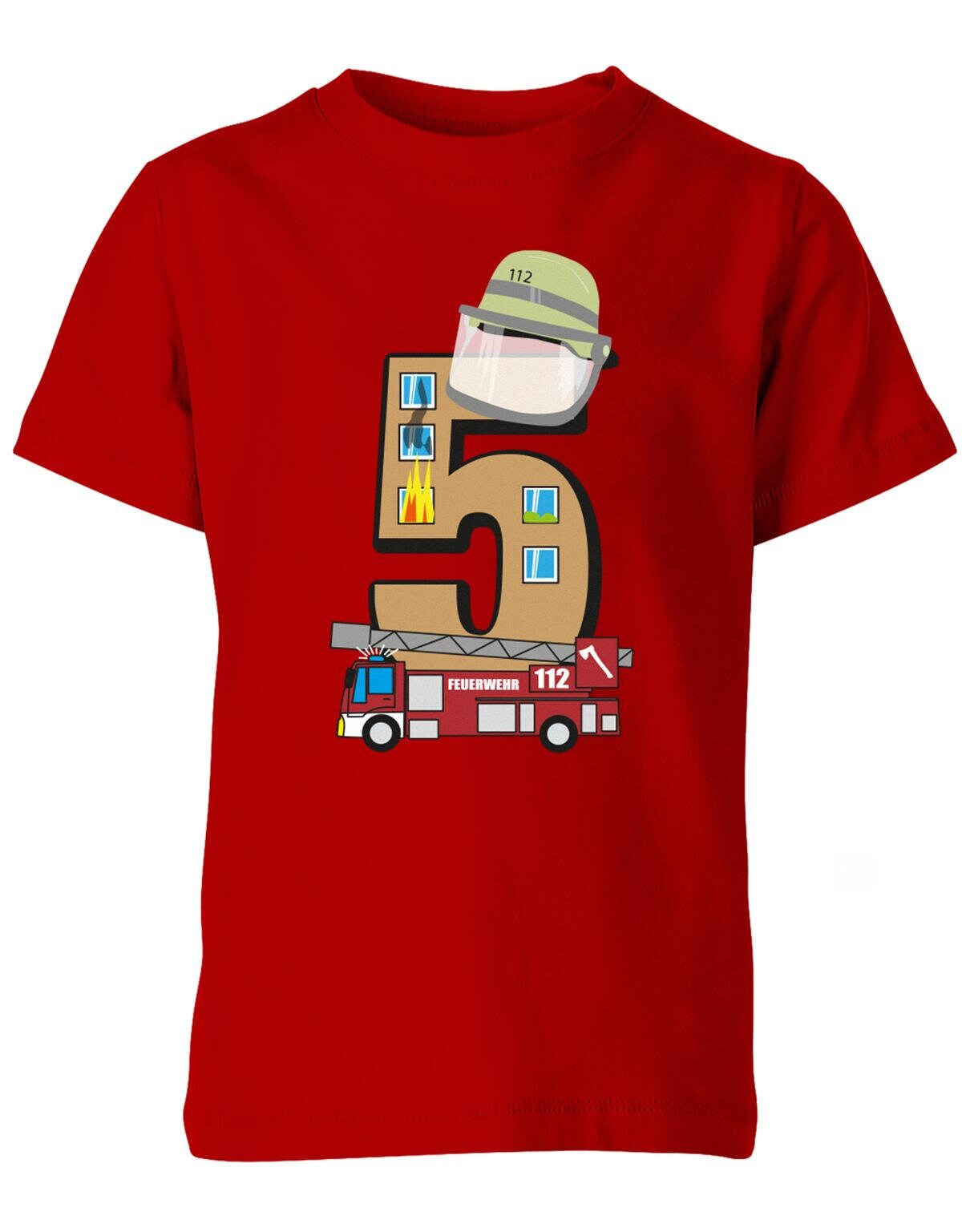 Feuerwehr T-Shirt Für Jungen - 5. Geburtstag Mit Coolem Design