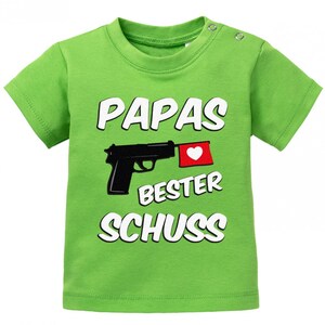 Papas bester Schuss Baby Sprüche Shirt Grün