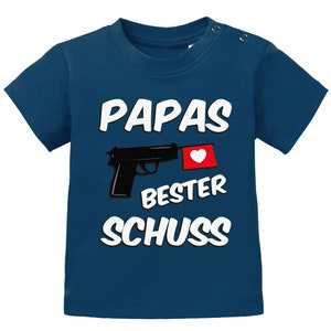 Papas bester Schuss Baby Sprüche Shirt Navy