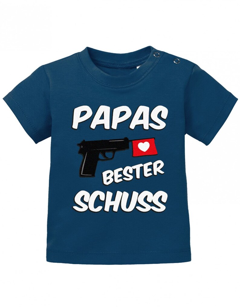 Papas bester Schuss Baby Sprüche Shirt Navy