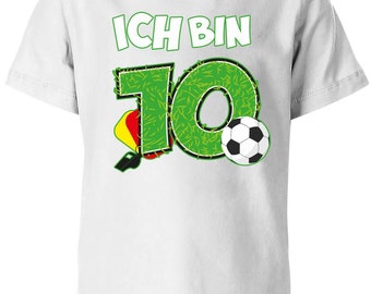 T-Shirt 10 Geburtstag Fußball Fußballer Rote Gelbe Karte für Junge und Mädchen