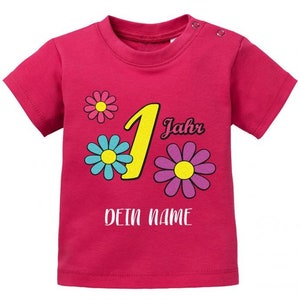 Blümchen 1 Jahr Wunschname Erster Geburtstag Baby T-Shirt Sorbet