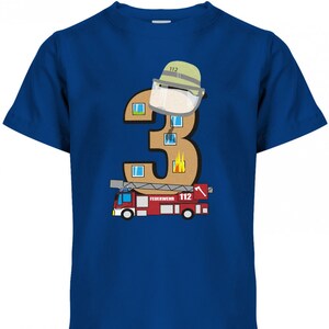 Drei 3 Feuerwehr Geburtstag Kinder T-Shirt Blue