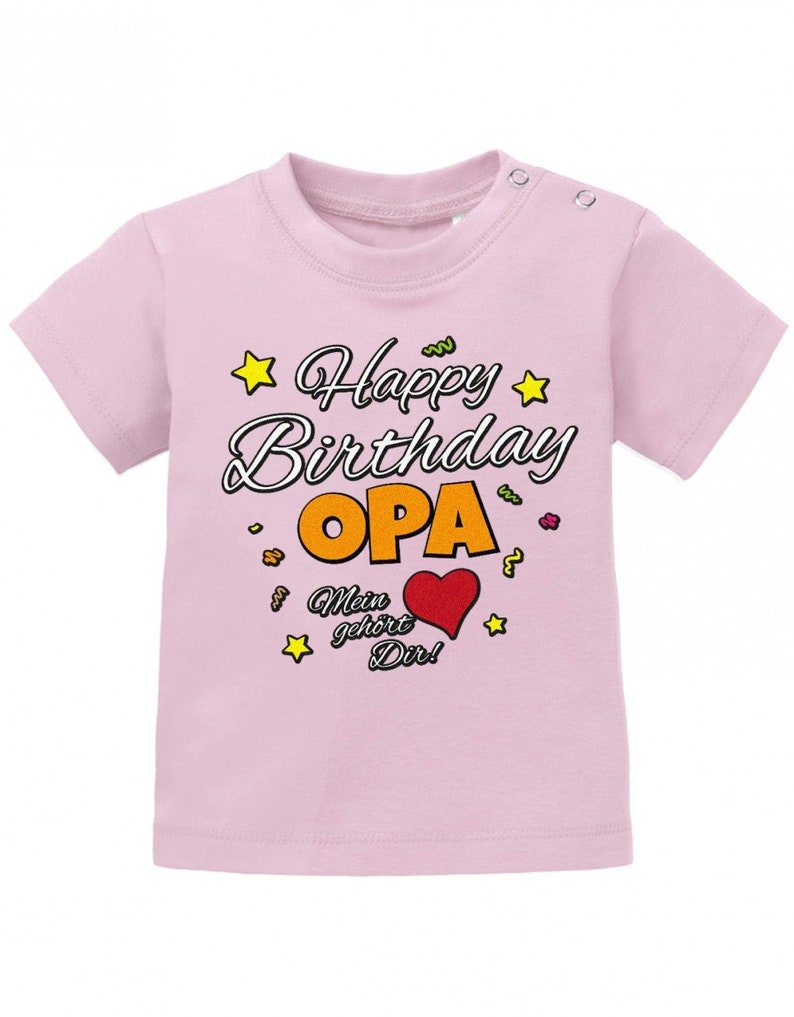 Happy Birthday Opa Mein Herz gehört Dir Geburtstag Baby Shirt Rosa