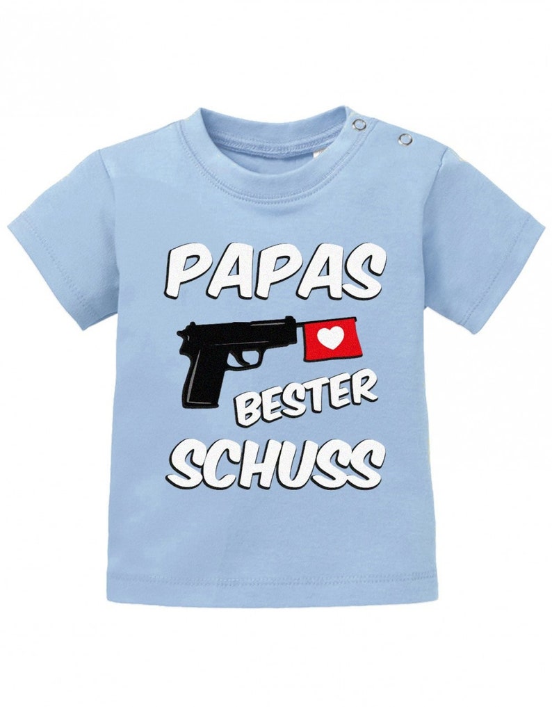 Papas bester Schuss Baby Sprüche Shirt Hellblau