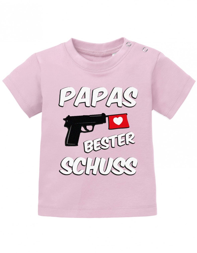 Papas bester Schuss Baby Sprüche Shirt Rosa