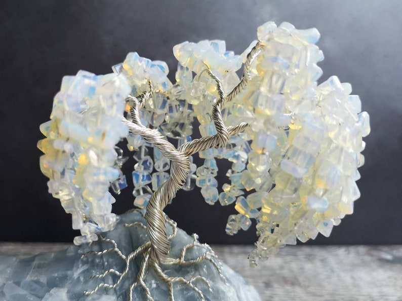Beaded Opalite /& Silver Wire Bonsai Style Cherry Blossom Tree on a Blue Calcite Base Gran Daughter Girlfriend Sister Gift for Mother