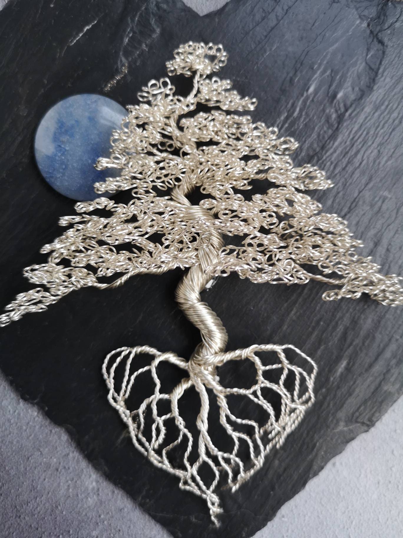 Wall Hanging Silver Wire Bonsai Tree Sculpture on a Slate - Etsy UK