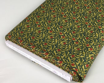 Liberty Seasons Greetings Festive Shine Gold Green Metallic Metre FQ 100/% Cotton