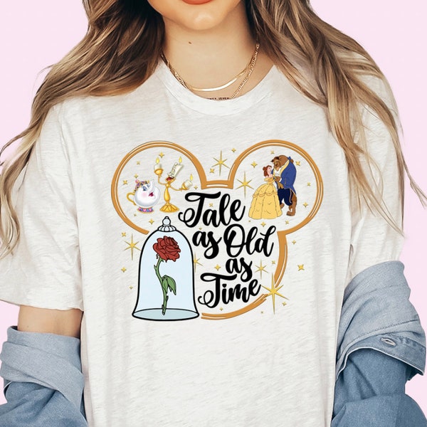Retro Tale As Old As Time Shirt Disney Beauty and Beast Tee Disney Retro Disney Princess Shirt, Family Vacation Shirt, Magical Kingdom Shirt