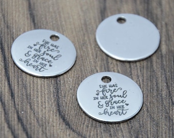 10pcs//lot She Has Fire In Her Soul and Grace In Her Heart Charm pendant 20mm