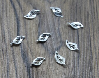 100pcs mini leaf charms silver tone mini leaf charms pendants 6x16mm