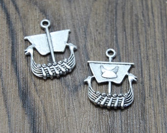 2 navire sur la haute mer pendentifs antique ton argent TT67
