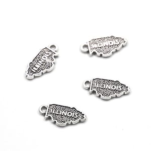 10pcs  US states charm silver tone Illinois state Charms Pendant Charms 19x9mm