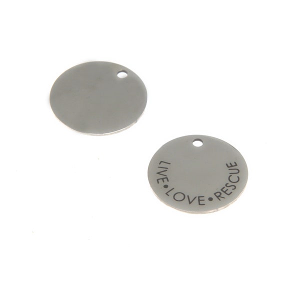 10pieces/lot Live love rescue charm Stainless steel message Charm pendant 20mm