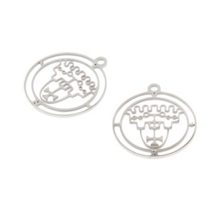 5pcs Stainless Steel Vine Sigil Charms: Ars Goetia Seal Pendants (25mm)
