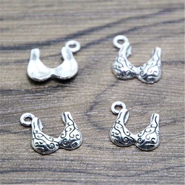 35pcs bra Charms silver tone 3D bra charm pendants 14x14mm