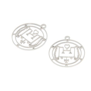 5pcs Vapula Sigil Charm: Stainless Steel Goetia Seal Pendant (25mm)