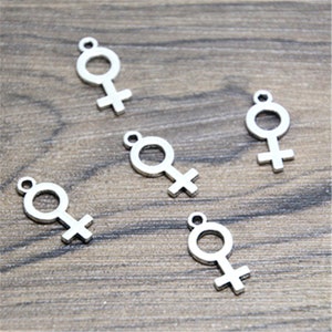 40pcs Female Symbol Charms  Silver Tone Gender charm pendant 8x18mm