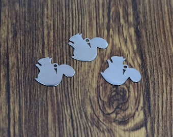 5pcs/Lot Squirrel Charm Stainless Steel Animal Pendant Diy Jewelry Supplies 23x21mm