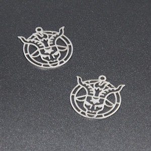 5pieces/lot Baphomet Symbol Charm Demons Sceal Sigil of Devil Stainless steel Diy Pendants 28x25mm