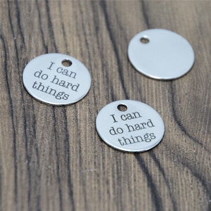 10pcs/lot Faith charm I can do hard things Stainless steel message Charm pendant 20mm