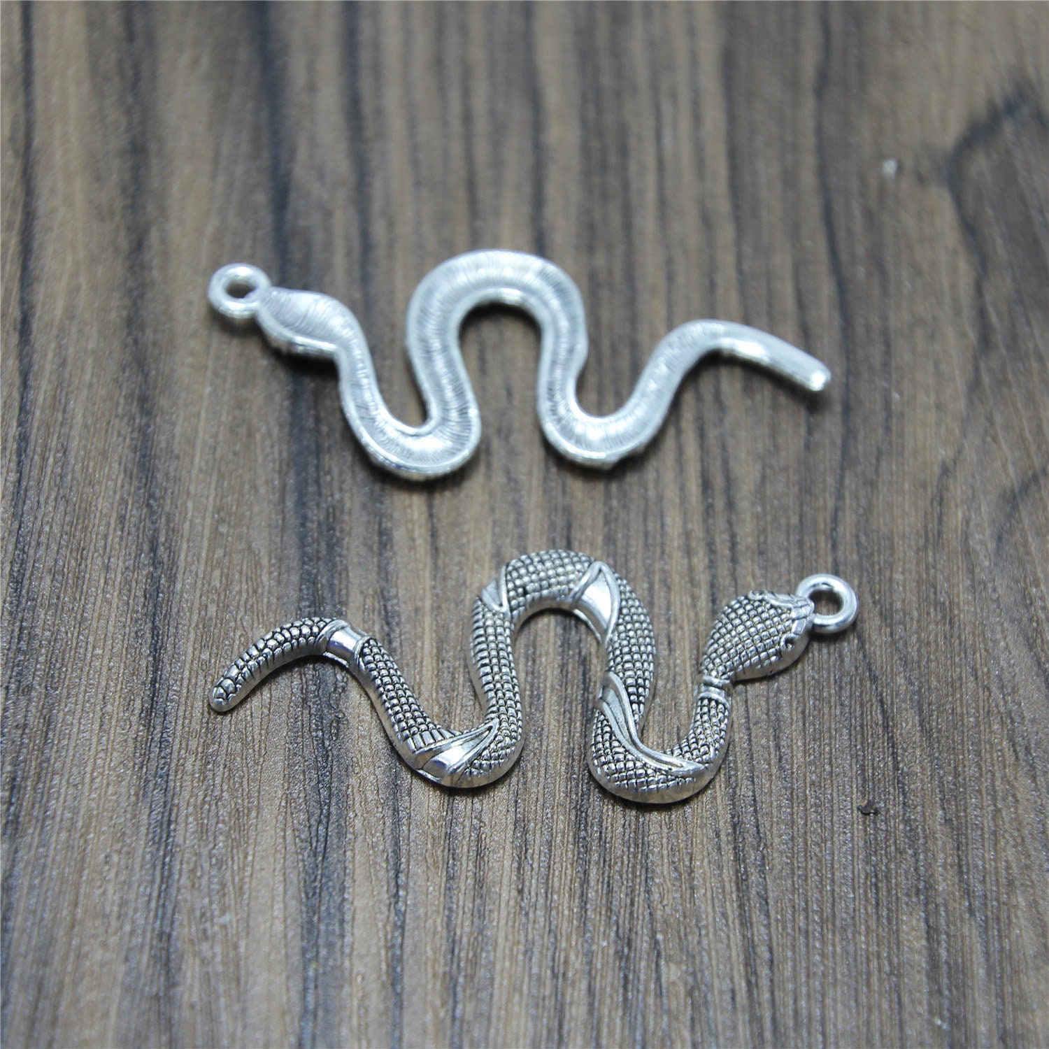 10pcs Snake Charms Silver Tone Large Snake Charm Pendant Etsy
