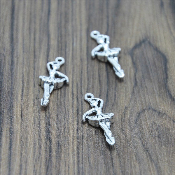 15pcs ballerine charmes ton argent Ballet danse fille charme pendentifs 33x29mm