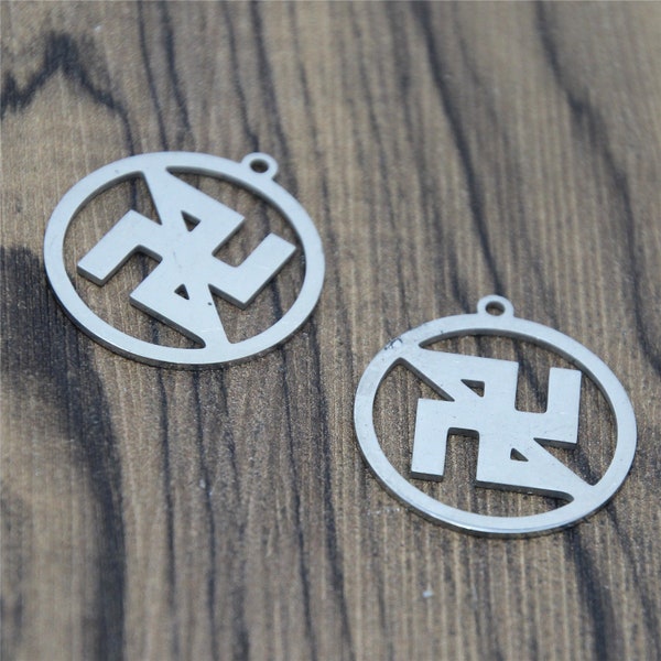 5pcs/lot Antifascist Antifa Symbol charm flag Racist Action AFA gift Emblem Amulet Stainless steel charm pendant 27mm