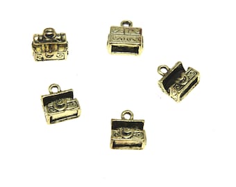 Gold Treasure Chest Charm Pendants: DIY Jewelry Making (Set of 20)