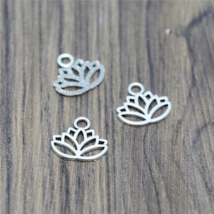 30pcs Lotus Flower Charms Silver Lotus Flower Charm pendants 16x14mm