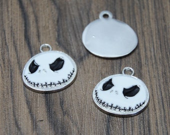 10 piezas de dijes de pesadilla antes de Navidad, dijes de Halloween chapados en plata antigua, 24 x 26 mm