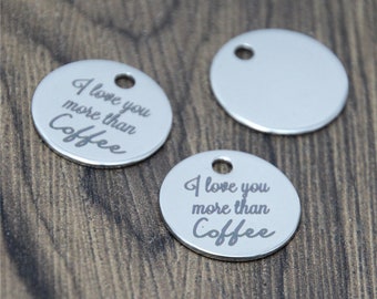 Pingentes de aço inoxidável Coffee Lover - 20 mm (10 unidades)