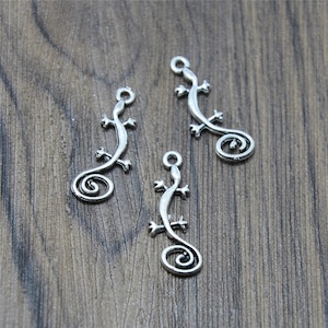 25pcs Gecko Charms Antique Tibetan silver Gecko Charms pendant 29x11mm