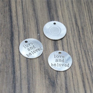 15pcs Love and Beloved Charms Silver Tone Love Pattern Drop Pendants 20mm