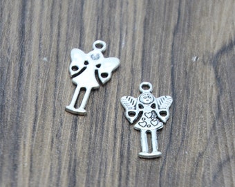 30pcs--fée charmes ton argent papillon fée anges charmes pendentifs 25x14mm