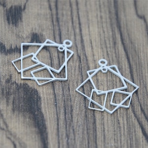 Geometric Stainless Steel Charm Pendants: Silver Tone (5pcs/lot)