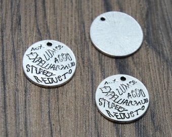 15 piezas de amuletos de hechizos HP en tono plateado, diseño personalizado, colgante de 20 mm