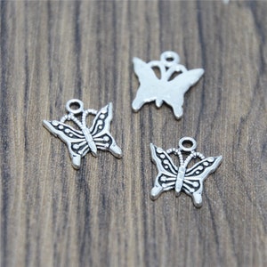 15pcs Butterfly Charms silver butterfly charm pendant 26x25mm