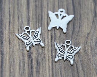 15pcs Butterfly Charms silver butterfly charm pendant 26x25mm