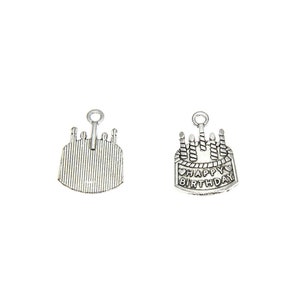 15 Silver Tone Happy Birthday Cake Charms: DIY Jewelry Pendants