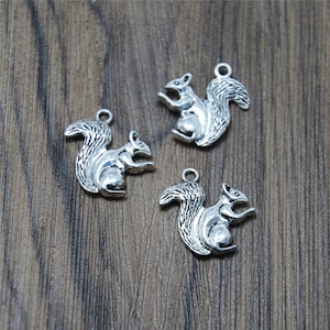 12pcs Squirrel Charms Antique Tibetan Silver lovely squirrels Charms Pendants Animal charms 21x21mm