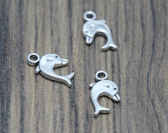 25pcs Dolphin Charms Silberton 3D liebevoll Dolphins Whale Charms Pendants 17x11mm